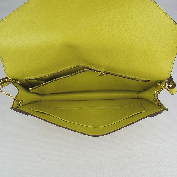 7A Hermes Togo Leather Messenger Bag Lemon With Gold Hardware H021 Replica - Click Image to Close